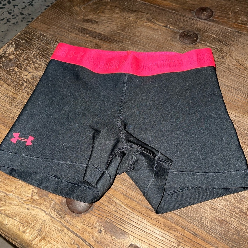 Under Armour Pink & Gray spandex shorts